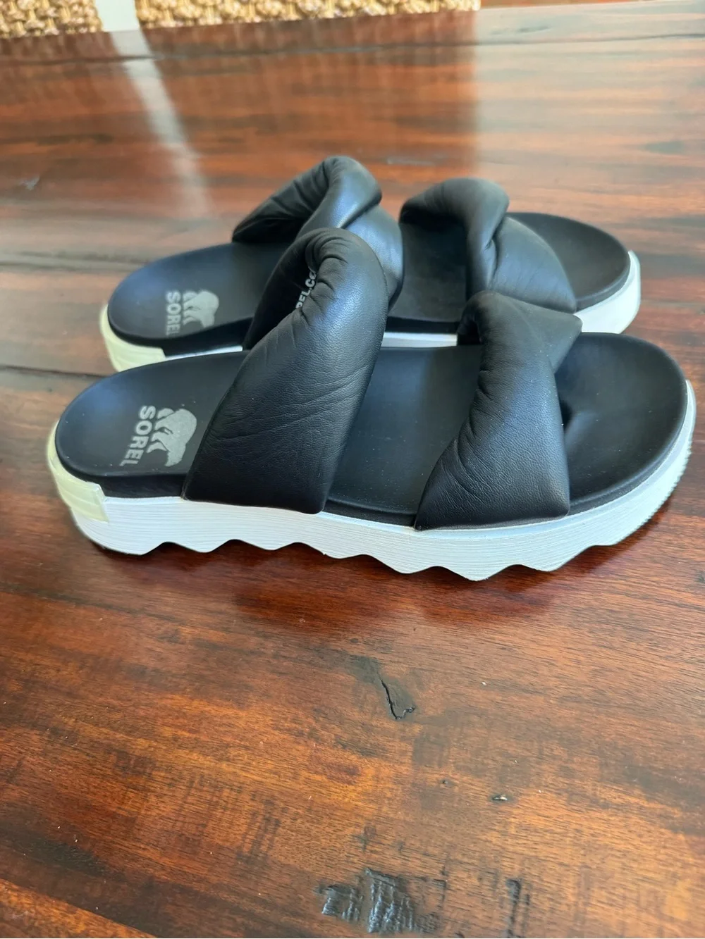 SOREL Viibe Twist Slide Sandal Chunky Comfy Leather Platform Support Size 8.5